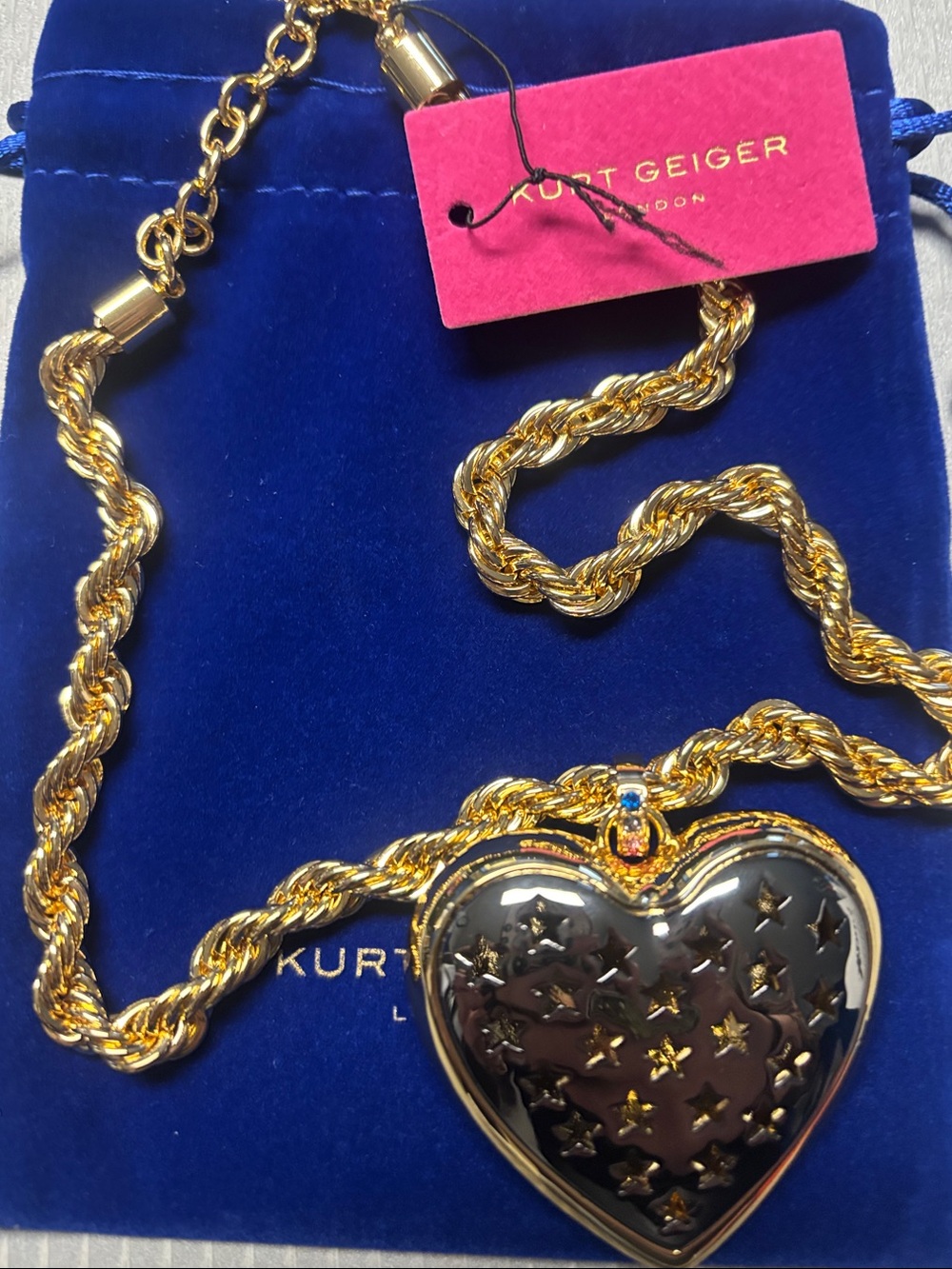 Kurt Geiger Gold Heart Locket Necklace XL
